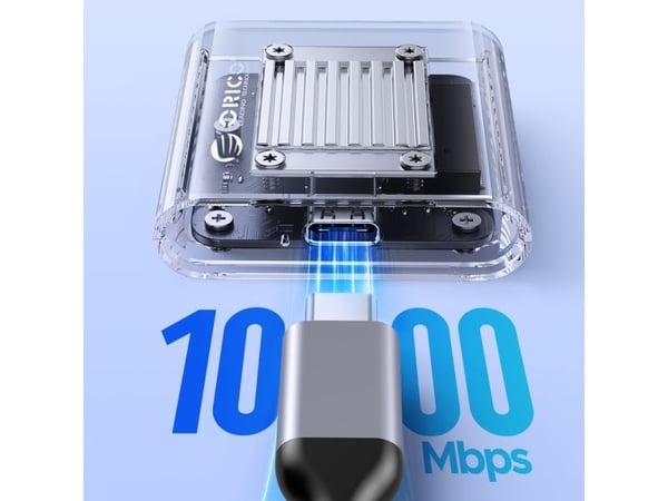 M.2 NVME USB-C 3.2 Diskbrønn - Gjennomsiktig