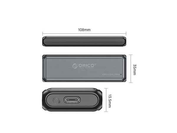 Orico diskhölje M.2 NVMe USB-C 3.2 10Gbps, grå