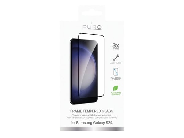 PURO PUSDGFRS24SGBLK, Samsung, Galaxy S24, Slagfast, Ripebestandig, Svart, Gjennomsiktig, 1 stk