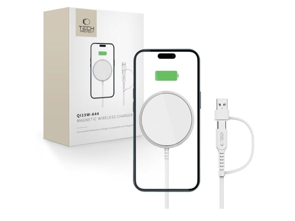 TECH-PROTECT QI15W-A44 magnetisk MagSafe trådlader hvit