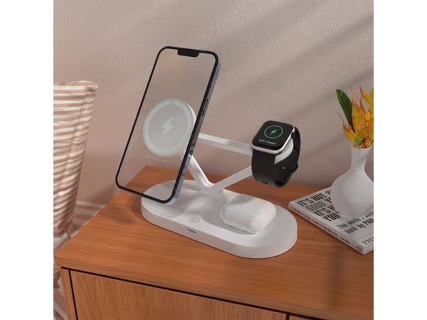 Tech-Protect trådløs lader A41 3-i-1 QI15W, hvit