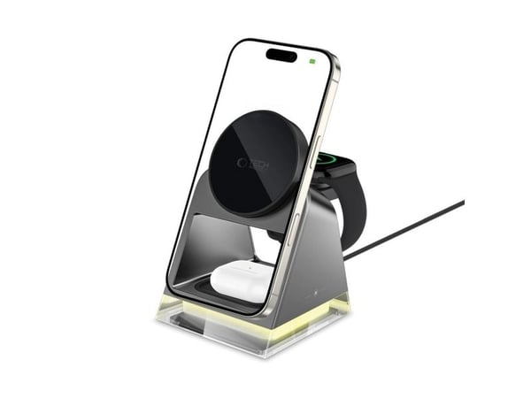 TECH-PROTECT QI15W-A43 3-i-1 magnetisk MagSafe trådlader black