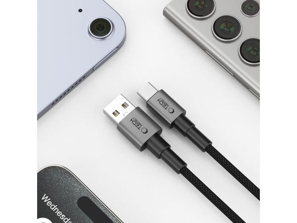 USB-kabel Tech-Protect USB-A till USB-C 2 m grå (5906302380732)