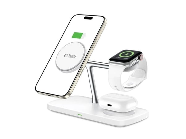 Tech-Protect QI15W-A45 3-i-1 magnetisk Magsafe trådlader 15W hvit