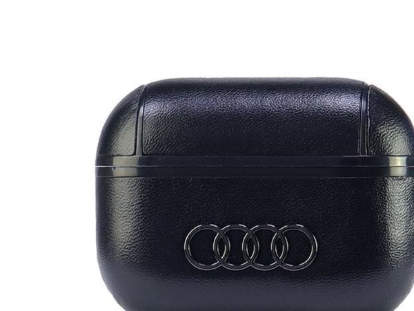 Audi läderfodral med stort logotyp för AirPods Pro 2, svart/svart AU-APP2-GT/D3-BK
