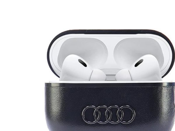 Audi läderfodral med stort logotyp för AirPods Pro 2, svart/svart AU-APP2-GT/D3-BK