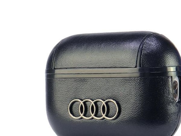 Audi läderfodral med stort logotyp för AirPods Pro 2, svart/svart AU-APP2-GT/D3-BK