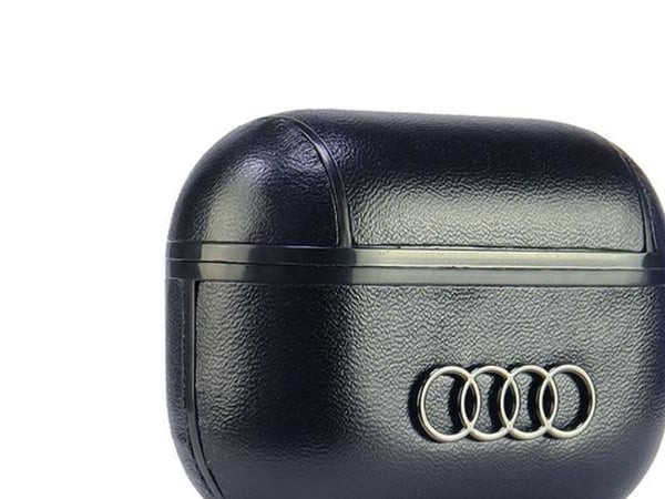 Audi läderfodral med stort logotyp för AirPods Pro 2, svart/svart AU-APP2-GT/D3-BK
