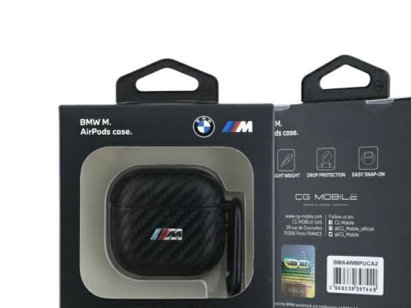 BMW BMA4CMPUCA AirPods 4-skydd svart/svart PU Carbon M Collection