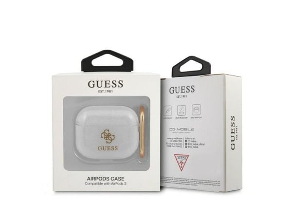 Guess GUA3UCG4GT suojus AirPods 3:lle - läpinäkyvä glitteri