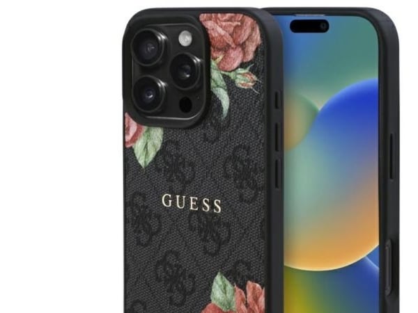 Guess GUHMP16LP4ROPEMCK skal till iPhone 16 Pro 6.3" - svart/svart hårdskal 4G Flowers MagSafe