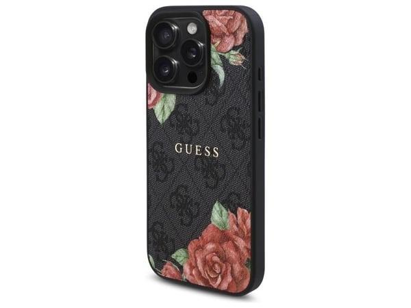Guess GUHMP16LP4ROPEMCK skal till iPhone 16 Pro 6.3" - svart/svart hårdskal 4G Flowers MagSafe