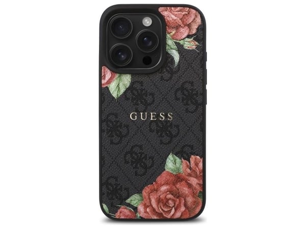 Guess GUHMP16LP4ROPEMCK skal till iPhone 16 Pro 6.3" - svart/svart hårdskal 4G Flowers MagSafe