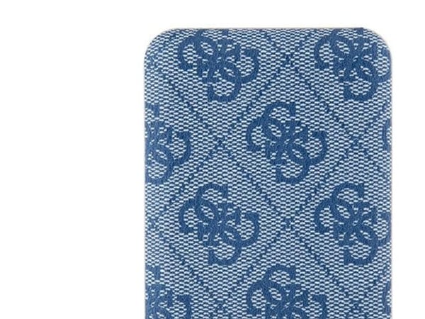 Guess induktiv powerbank 15W GUPB5FP4EMGB 5000 mAh blå 4G Leather Metal Logo MagSafe