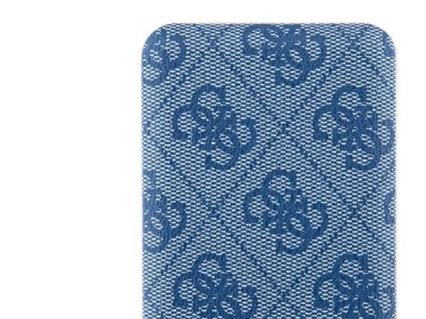 Guess induktiv powerbank 15W GUPB5FP4EMGB 5000 mAh blå 4G Leather Metal Logo MagSafe
