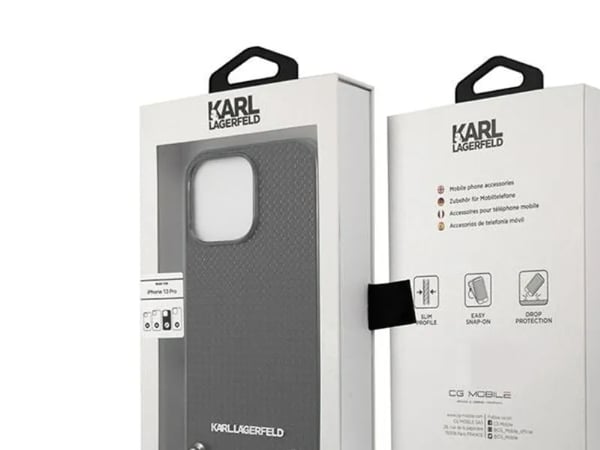 Karl Lagerfeld monogram plaque-deksel til iPhone 13 Pro / 13 6.1" - svart