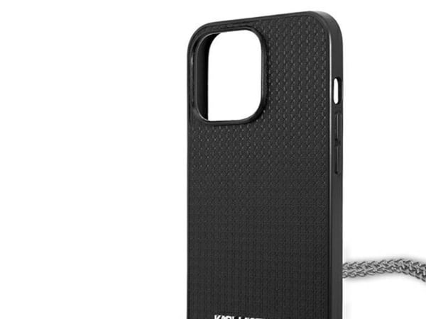 Karl Lagerfeld läder texturerat och kedje-skal till iPhone 13 Pro Max 6.7" - Svart