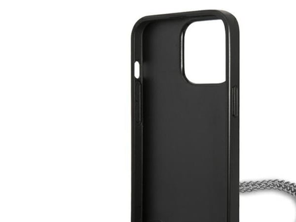 Karl Lagerfeld läder texturerat och kedje-skal till iPhone 13 Pro Max 6.7" - Svart