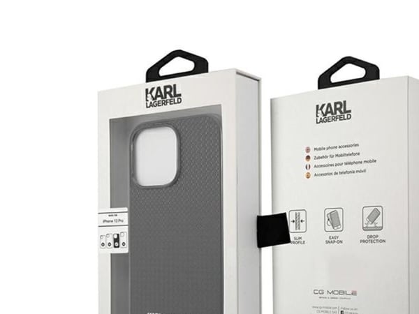 Karl Lagerfeld läder texturerat och kedje-skal till iPhone 13 Pro Max 6.7" - Svart