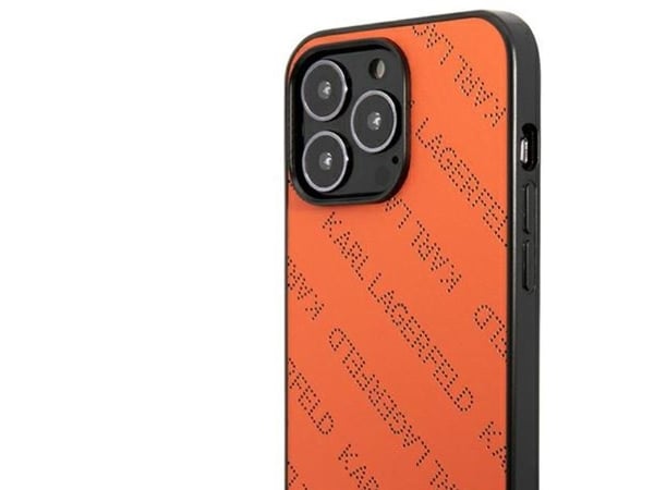 Karl Lagerfeld KLHCP13XPTLO iPhone 13 Pro Max 6.7" kovakotelo oranssi/oranssi rei'itetty Allover helmiäinen