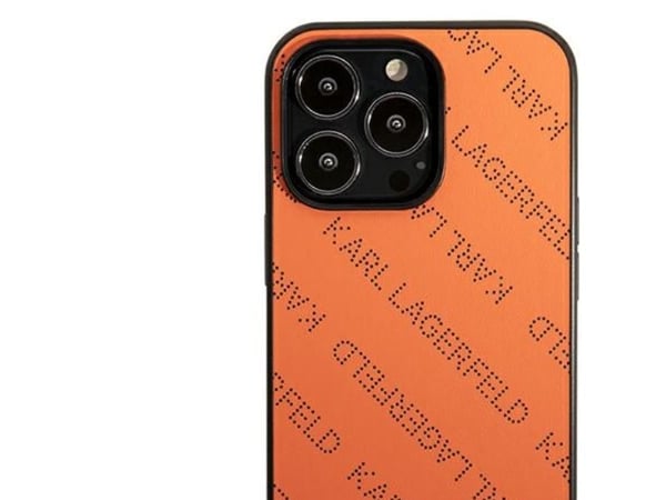 Karl Lagerfeld KLHCP13XPTLO iPhone 13 Pro Max 6.7" kovakotelo oranssi/oranssi rei'itetty Allover helmiäinen