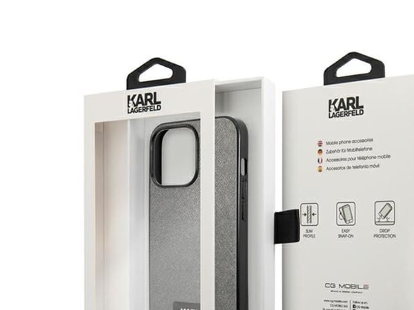 Karl Lagerfeld KLHCP13XSFMP2DG iPhone 13 Pro Max 6,7" hardcase sølv/sølv Saffiano Plaque