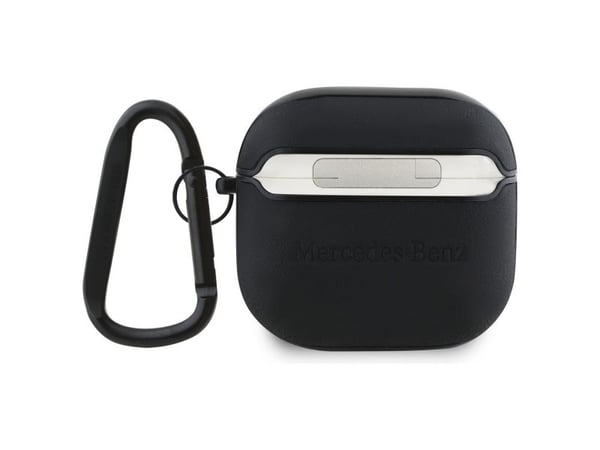 Mercedes MEA4CSLBK AirPods 4-deksel - svart lær metall-logo