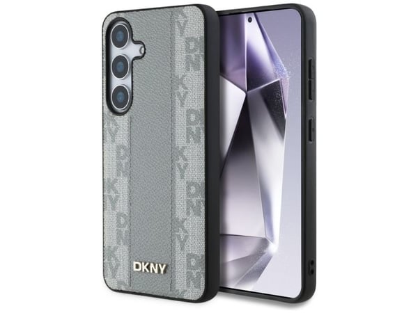 DKNY etui DKNY lær rutete mønster MagSafe til Samsung Galaxy S25 taupe