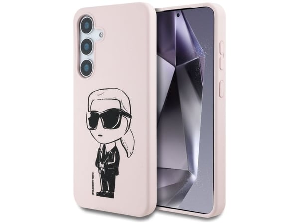 KARL LAGERFELD tapauksessa SAMSUNG S25 KLHMS25SPNYKGRTP (Magneettinen silikoni Graffiti Ikonik) vaaleanpunainen