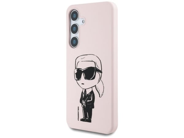 KARL LAGERFELD tapauksessa SAMSUNG S25 KLHMS25SPNYKGRTP (Magneettinen silikoni Graffiti Ikonik) vaaleanpunainen