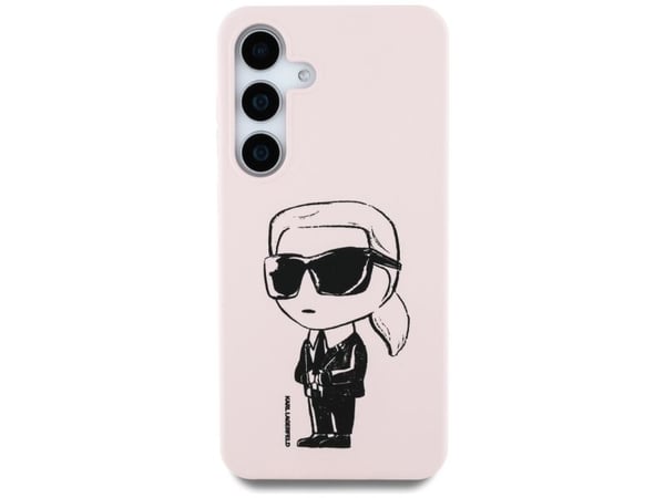 KARL LAGERFELD tapauksessa SAMSUNG S25 KLHMS25SPNYKGRTP (Magneettinen silikoni Graffiti Ikonik) vaaleanpunainen