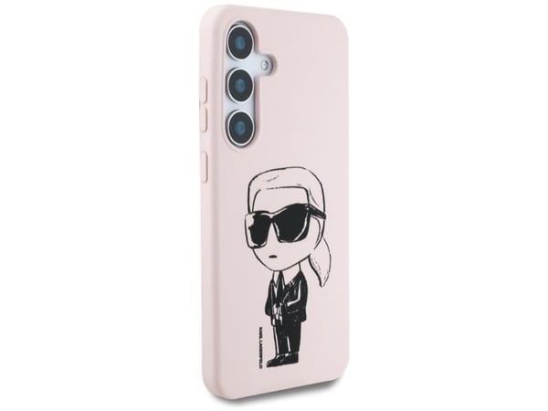 KARL LAGERFELD tapauksessa SAMSUNG S25 KLHMS25SPNYKGRTP (Magneettinen silikoni Graffiti Ikonik) vaaleanpunainen