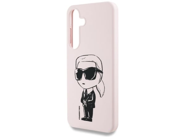 KARL LAGERFELD tapauksessa SAMSUNG S25 KLHMS25SPNYKGRTP (Magneettinen silikoni Graffiti Ikonik) vaaleanpunainen