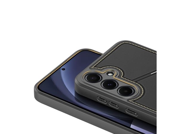 Dux Ducis Rafi II-deksel til Samsung Galaxy S25 med stativ og lommebok - Svart