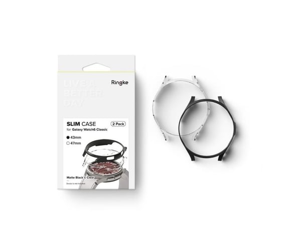 RINGKE SLIM 2-PACK GALAXY WATCH 6 CLASSIC (43 MM) CLEAR & BLACK