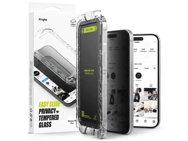 Ringke PRIVATISERENDE GLASS RINGKE EASY SLIDE 2-PACK IPHONE 16 PRO PERSONVERN