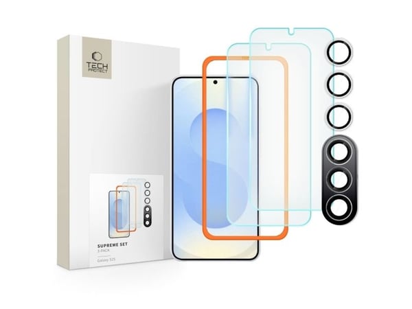 Hård skärmskydd TECH-PROTECT SUPREME set 3-pack Galaxy S25 CLEAR
