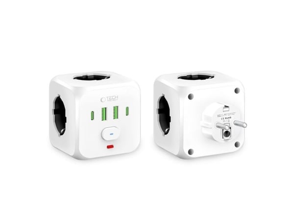 TECH-PROTECT PCL3X4 POWER SOCKET 2 USB & 2 TYPE-C & 3 SOCKET WHITE