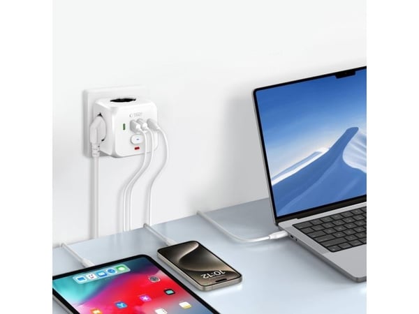 TECH-PROTECT PCL3X4 POWER SOCKET 2 USB & 2 TYPE-C & 3 SOCKET WHITE