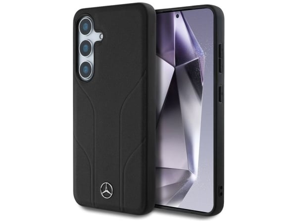 Mercedes Nahka kohokuvioitu Lines MagSafe Samsung Galaxy S25 dėklas telefonui juodos spalvos