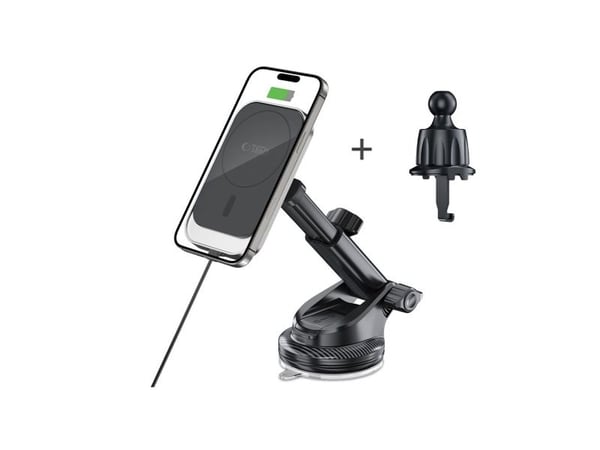 TECH-PROTECT MM15W-V9 magnetisk Magsafe bilholder med trådløs lading 15W svart