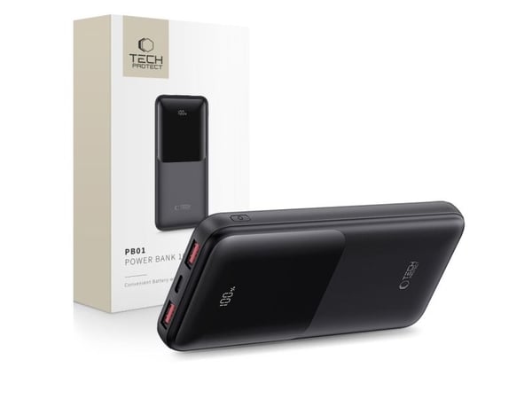 TECH-PROTECT PB01 powerbank 10000 mAh 22,5 W svart