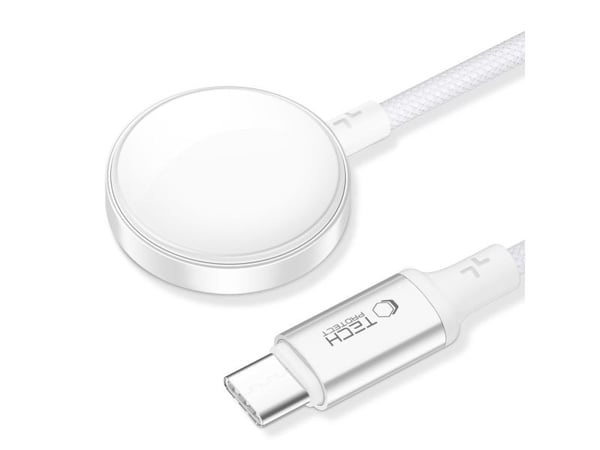 TECH-PROTECT MC02 ULTRABOOST magnetisk lader Type-C kabel 100 cm Apple Watch hvit