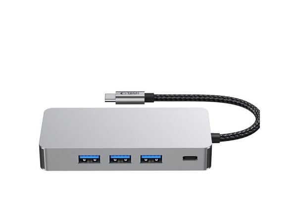 TECH-PROTECT HB05 hub-adapter 9-i-1 TYPE-C + USB2.0 + USB3.0 + HDMI 4K 60Hz + SD/TF + PD100W + RJ45 1000M Space Grey