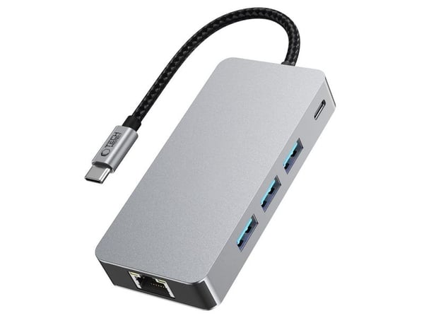 TECH-PROTECT HB05 hub-adapter 9-i-1 TYPE-C + USB2.0 + USB3.0 + HDMI 4K 60Hz + SD/TF + PD100W + RJ45 1000M Space Grey