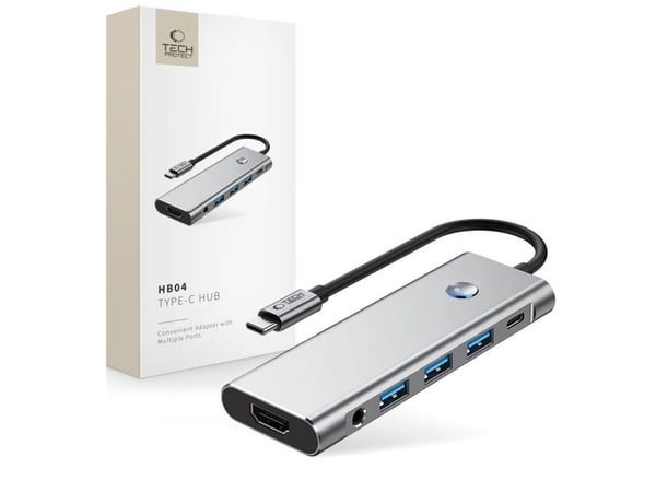 USB-hub Tech-Protect HB04: 1x SD, 2x USB-C, 1x HDMI + 3x USB-A 2.0/3.0/3.2 Gen2