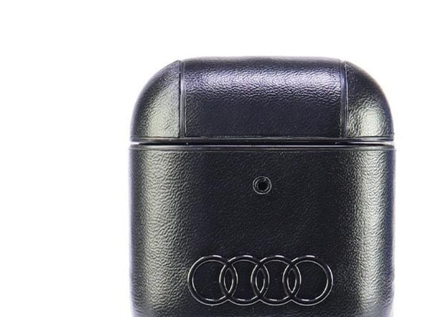Audi läderfodral med stort logomärke för AirPods 1 / 2 - svart