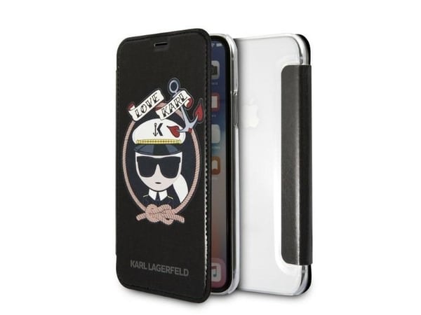 Karl Lagerfeld Signature Glitter iPhone X/Xs-deksel - sort