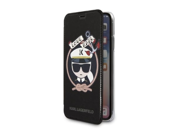 Karl Lagerfeld Signature Glitter iPhone X/Xs-deksel - sort