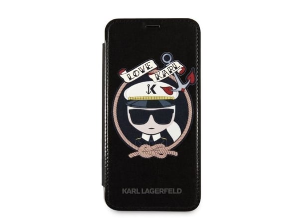 Karl Lagerfeld Signature Glitter iPhone X/Xs-deksel - sort